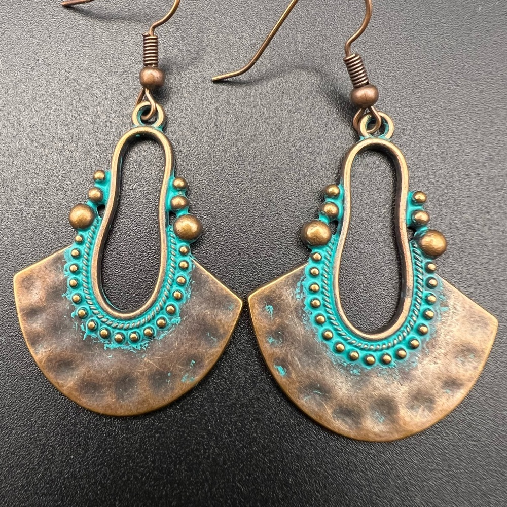 Bohemian Bronze and Turquoise Earrings